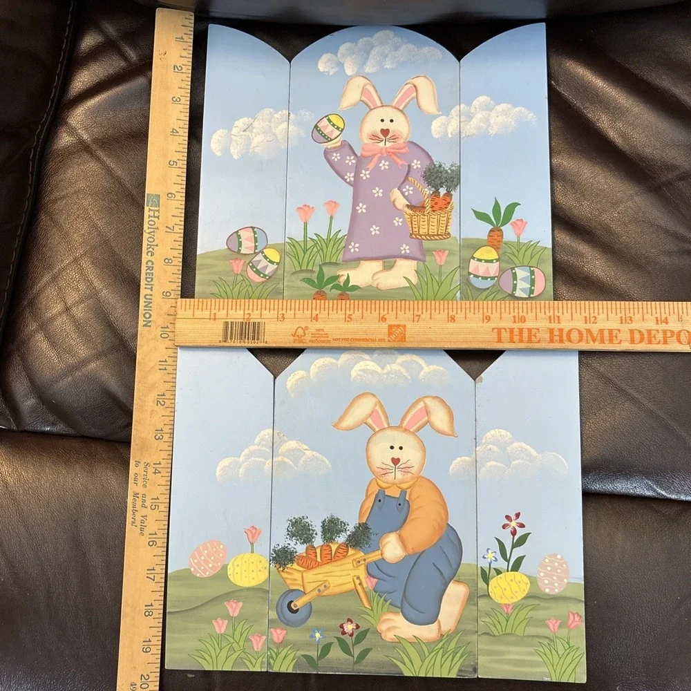 Wooden Easter Foldable Decor  Easter Bunny‎ Garden Carrots